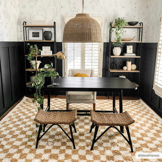 Kieu Mustard & Ivory Checkered Area Rug - Quahog Bay Bedding