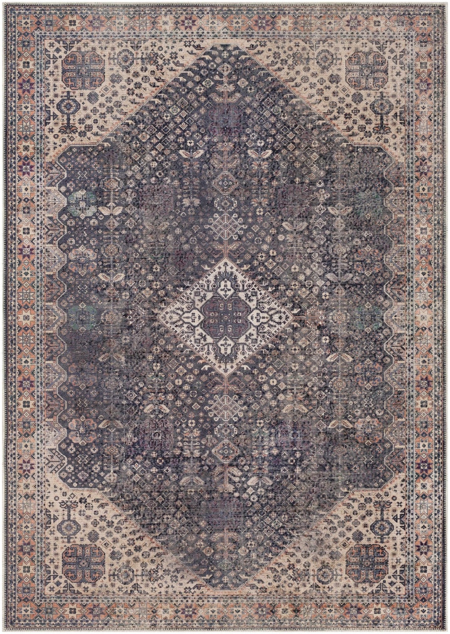 Kittrell Vintage Flat Pile Washable Rug - Clearance - Quahog Bay Bedding