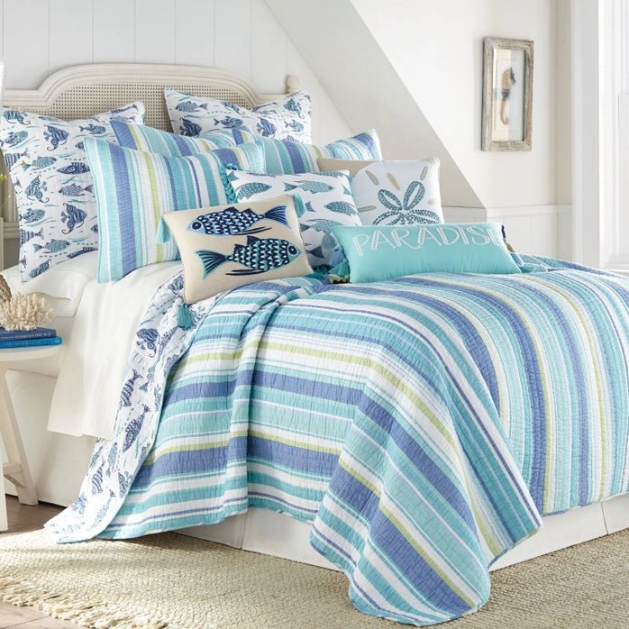 Laida Cotton Quilt Set - Coastal Quilt Sets 100% Cotton - Quahog Bay Bedding