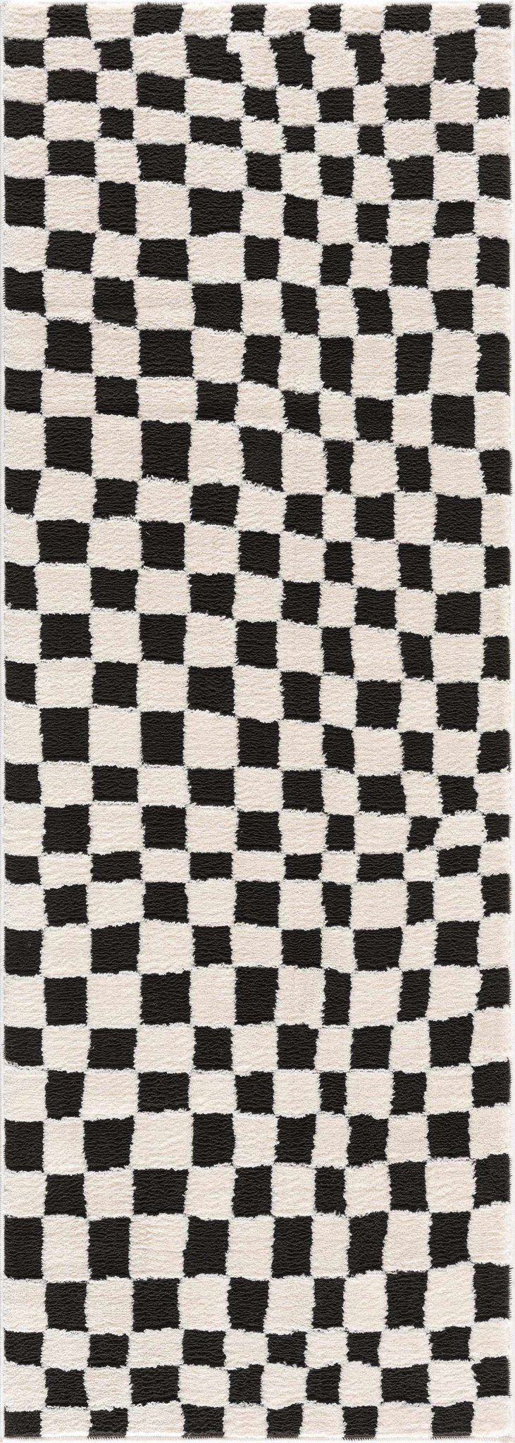 Lajos Black & White Checkered Area Rug - Quahog Bay Bedding