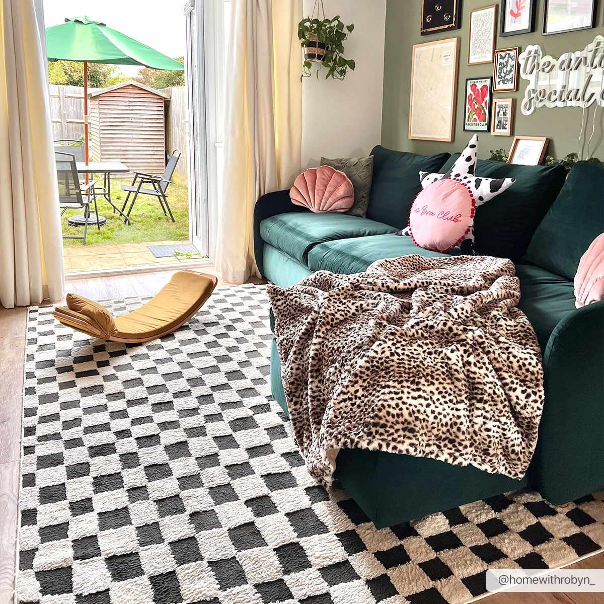 Lajos Black & White Checkered Area Rug - Quahog Bay Bedding