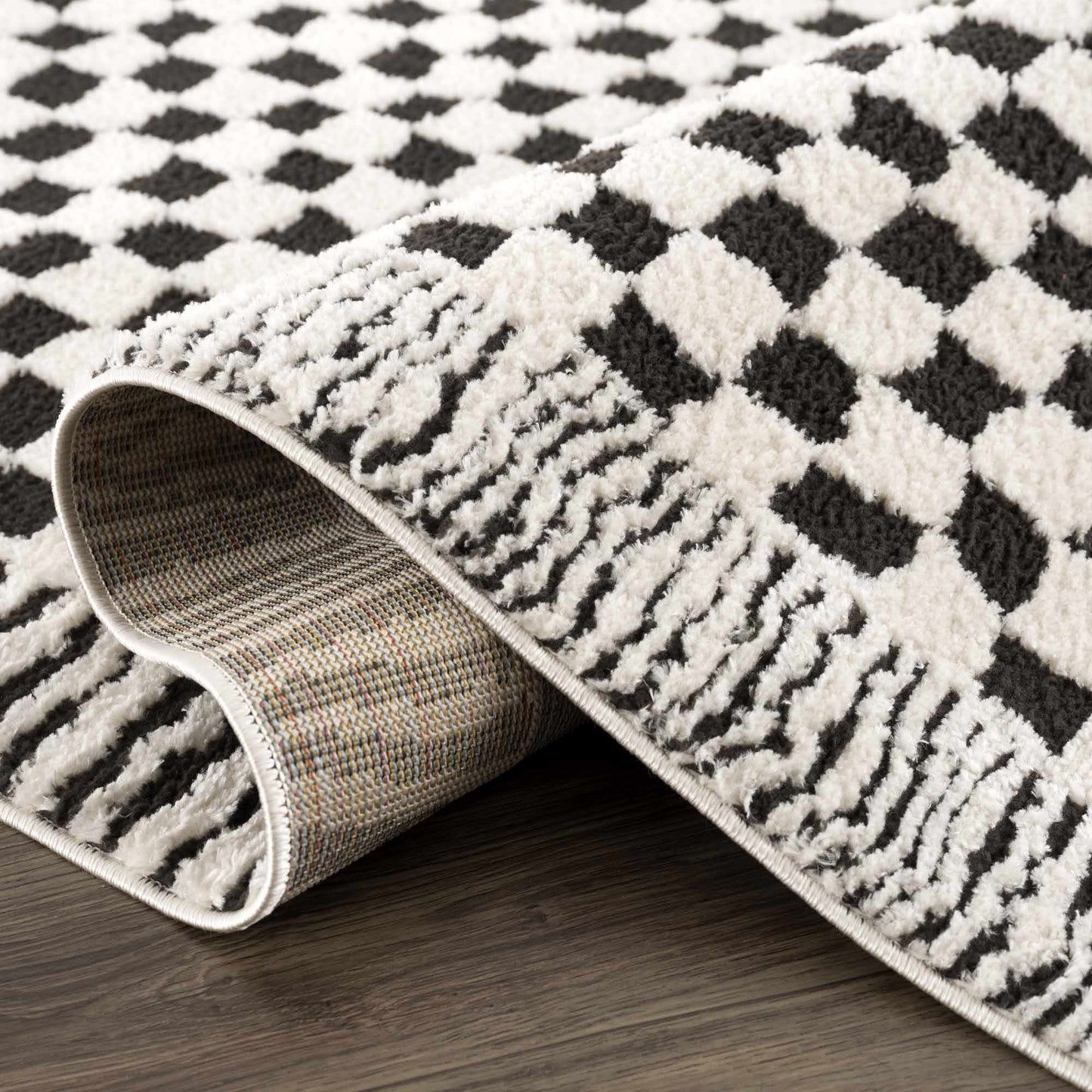 Leryn Black & White Checkered Area Rug - Quahog Bay Bedding