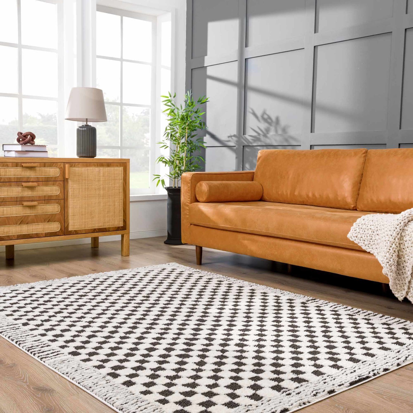 Leryn Black & White Checkered Area Rug - Quahog Bay Bedding