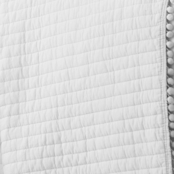 LevTex Beautiful Pom Pom Quilt Set - White - Quahog Bay Bedding