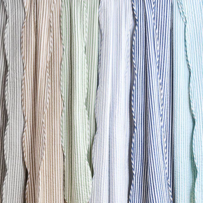 Levtex Martha Stripe Blue 3 - Piece Cotton Coastal Quilt Set - Light Grey - Quahog Bay Bedding
