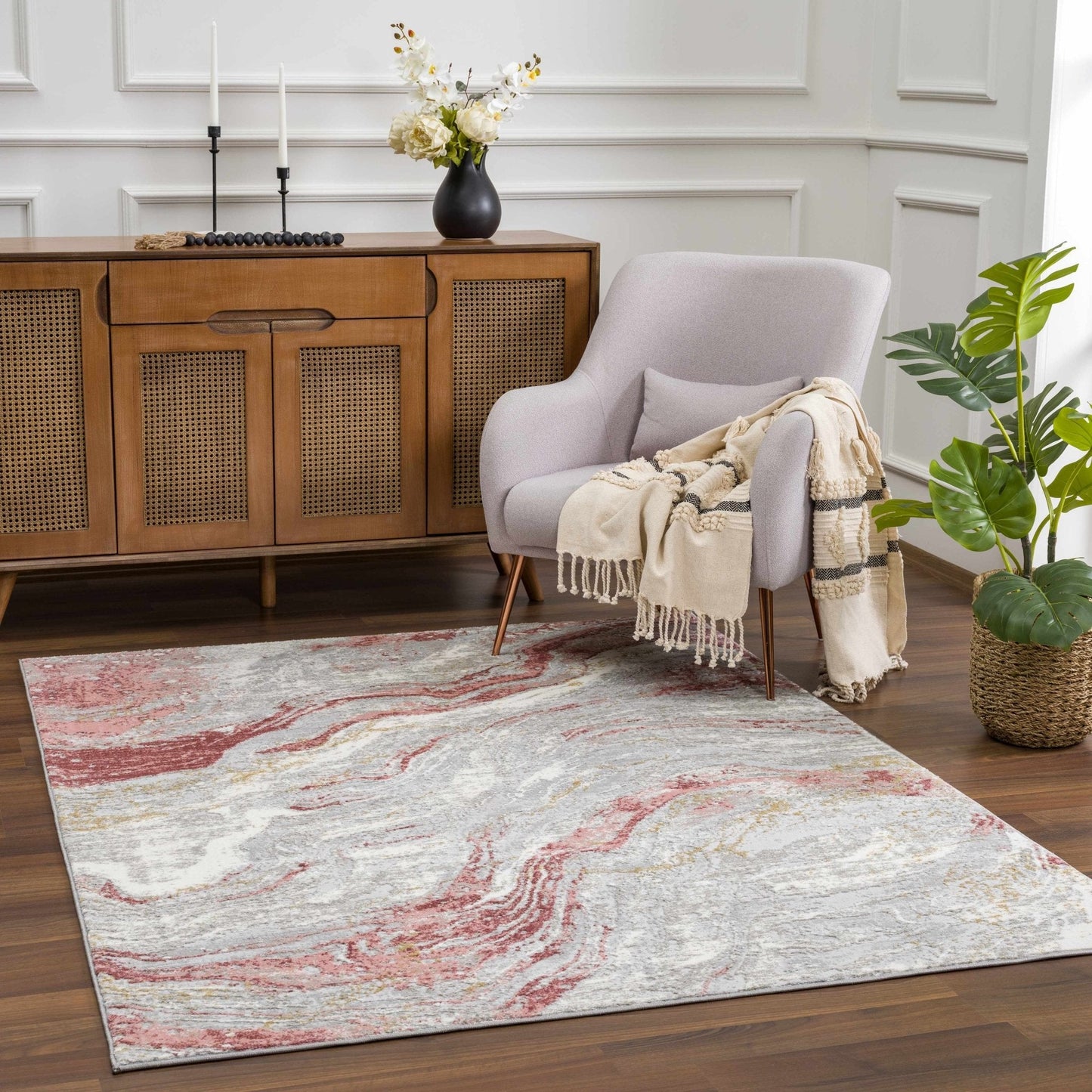 Lively Marble Pink Area Rug - Quahog Bay Bedding
