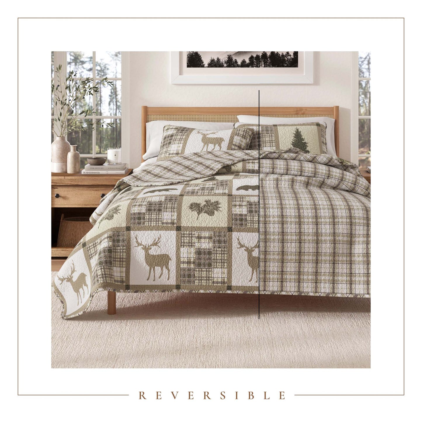 Lodge Quilt - Deer, Bear and Tree Themed Quilts - Quahog Bay Bedding