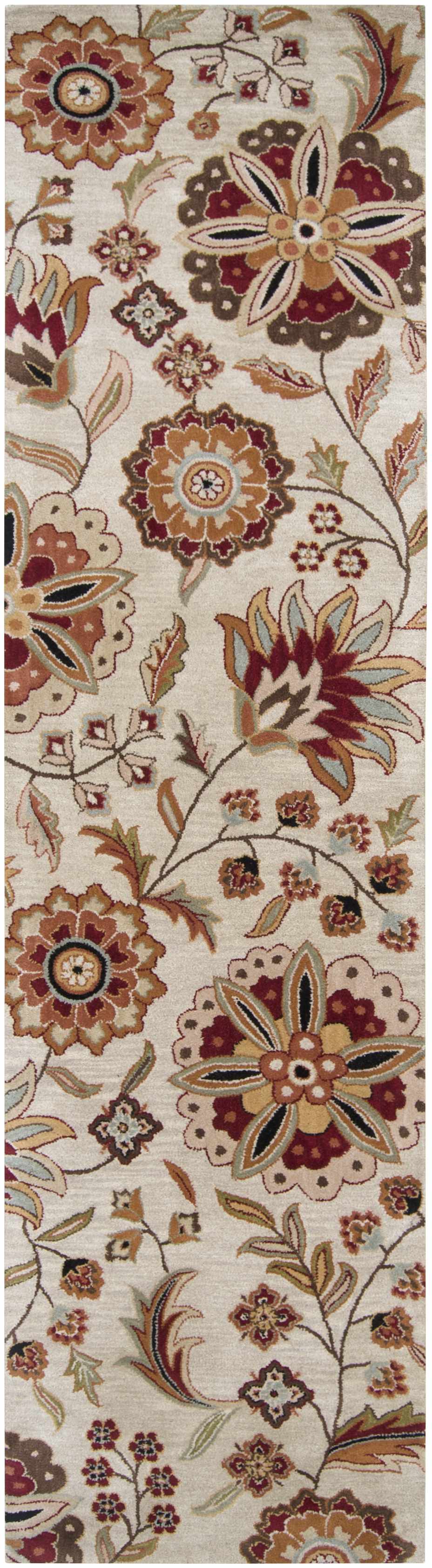 Longford Beige Floral Wool Carpet