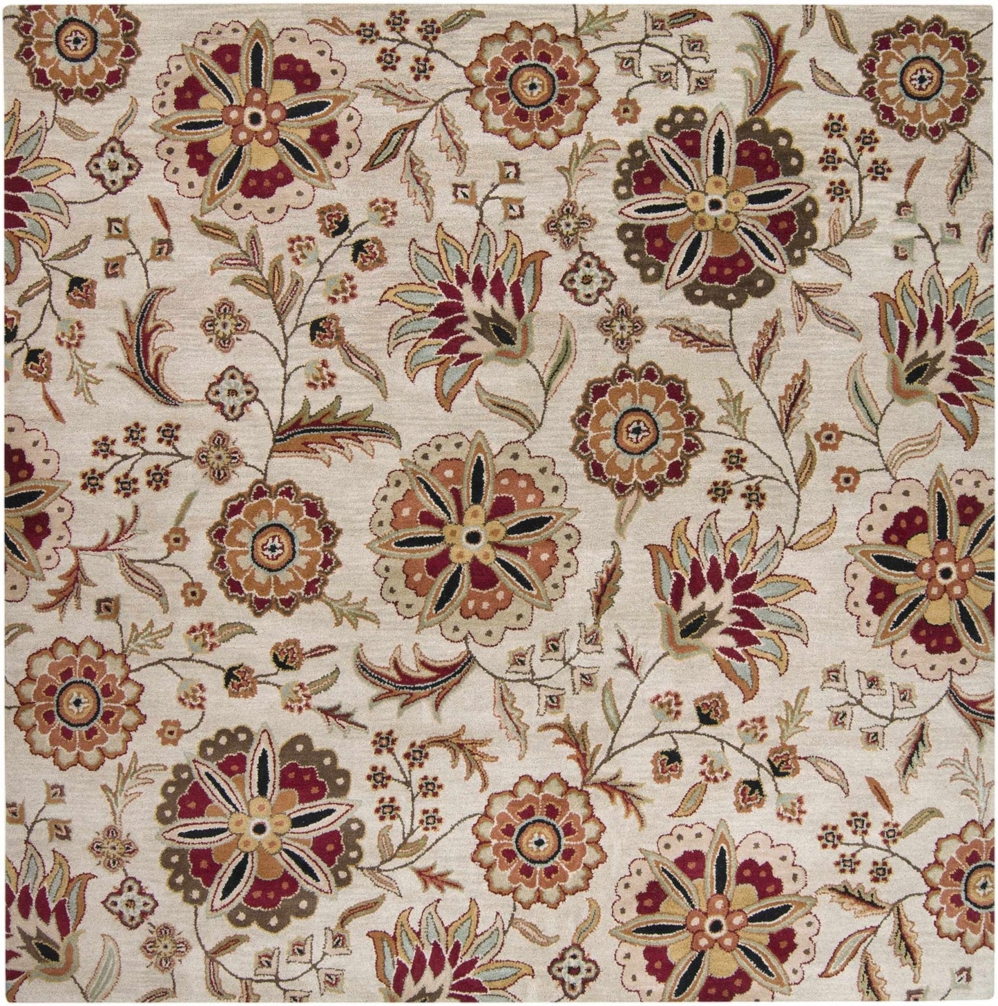 Longford Beige Floral Wool Carpet - Quahog Bay Bedding