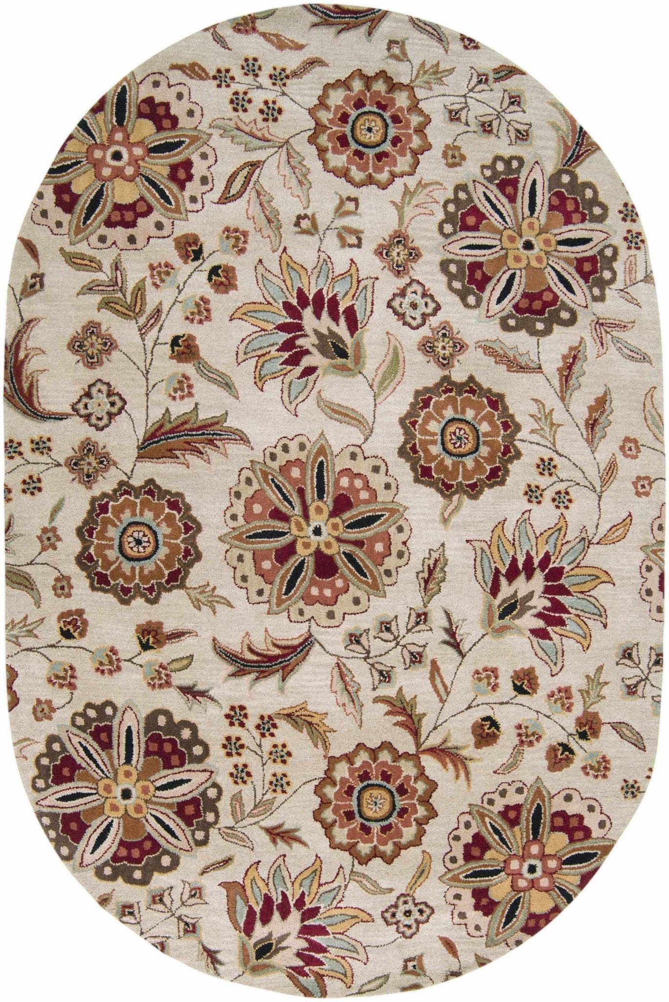 Longford Beige Floral Wool Carpet - Quahog Bay Bedding