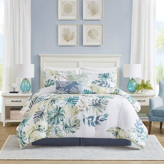 Lorelai Tropical Coastal 100% Cotton 6PC Comforter Set - Quahog Bay Bedding