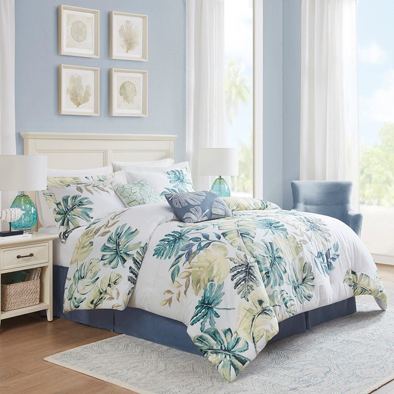 Lorelai Tropical Coastal 100% Cotton 6PC Comforter Set - Quahog Bay Bedding
