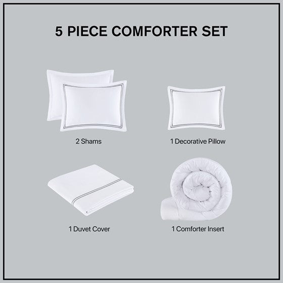 Luxury 500TC Cotton Embroidered Comforter Set 5 Piece Comforter Set - Quahog Bay Bedding