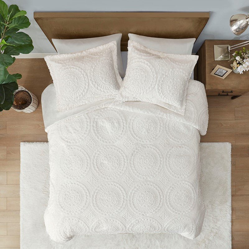 Madison Park Arya Embroidered Medallion Comforter Set 3PC Mini Set - Ivory - Quahog Bay Bedding
