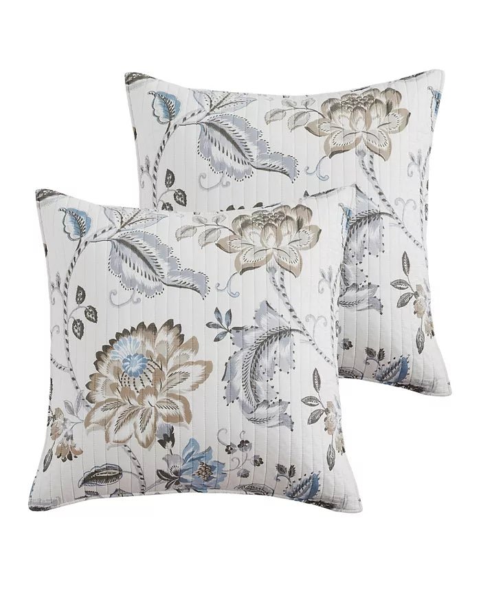 Malaney Neutral Blue Euro Sham Set of 2 - Quahog Bay Bedding