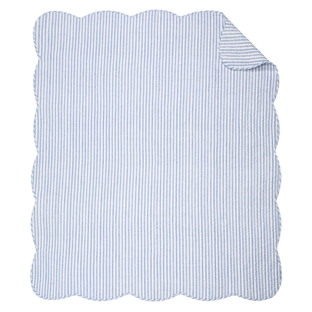 Martha Stripe Blue Quilted Throw - Quahog Bay Bedding