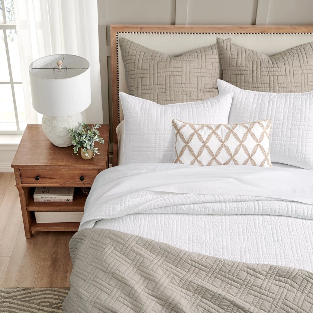 Melange Stitch Reversible Quilt Set - Natural - Quahog Bay Bedding