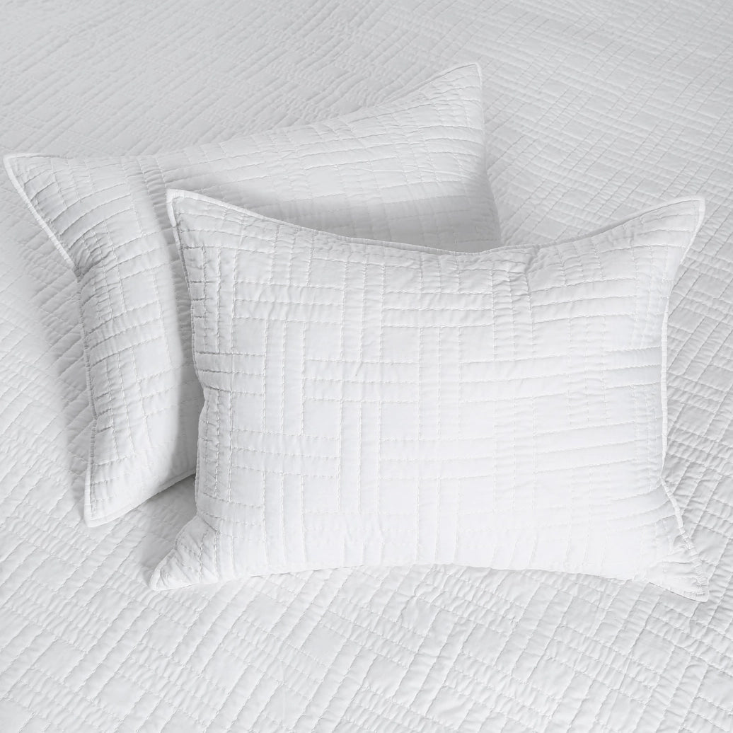 Melange Stitch Reversible Quilt Set - White - Quahog Bay Bedding