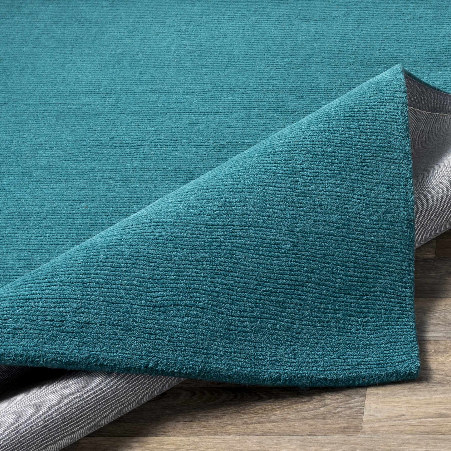 Brockton Solid Teal Wool Rug