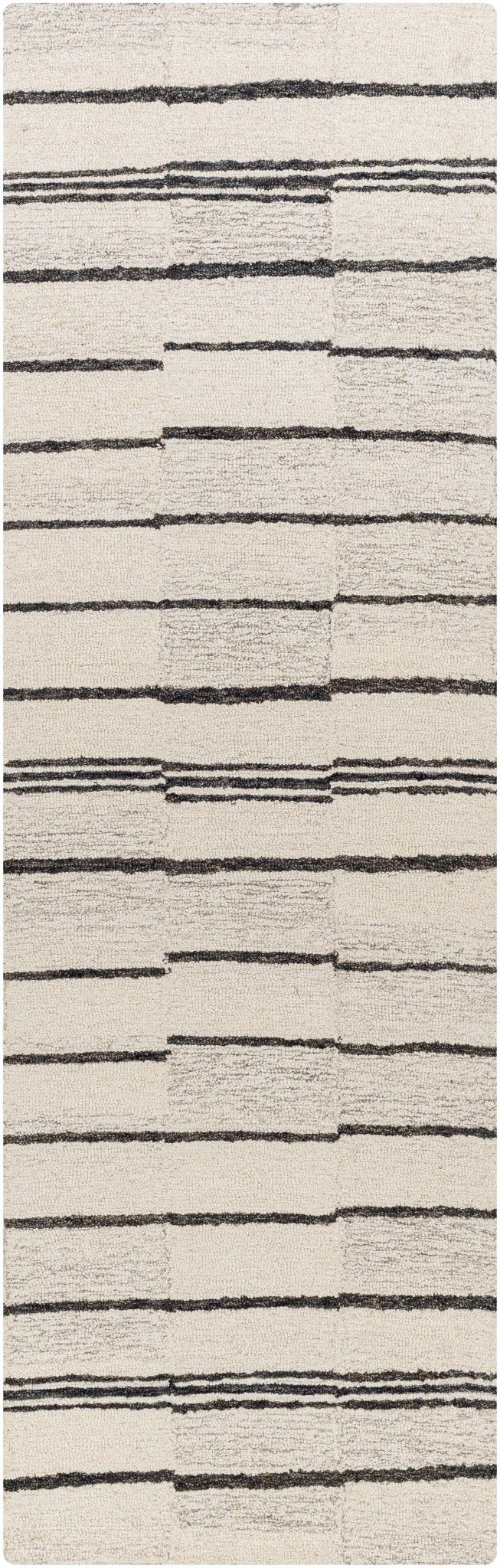 Moorebank Black Striped Wool Rug - Quahog Bay Bedding
