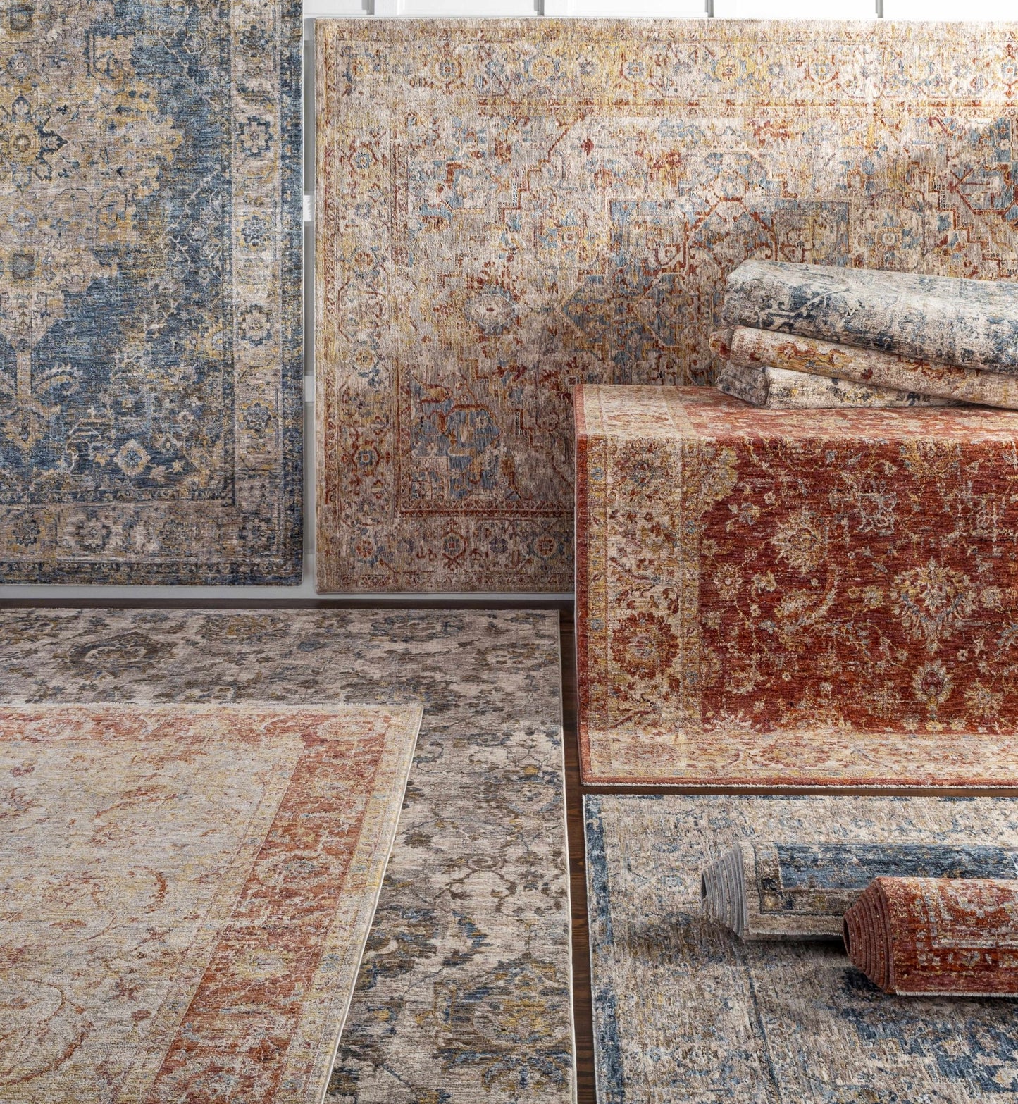 Morinville Teal Floral Rug - Quahog Bay Bedding