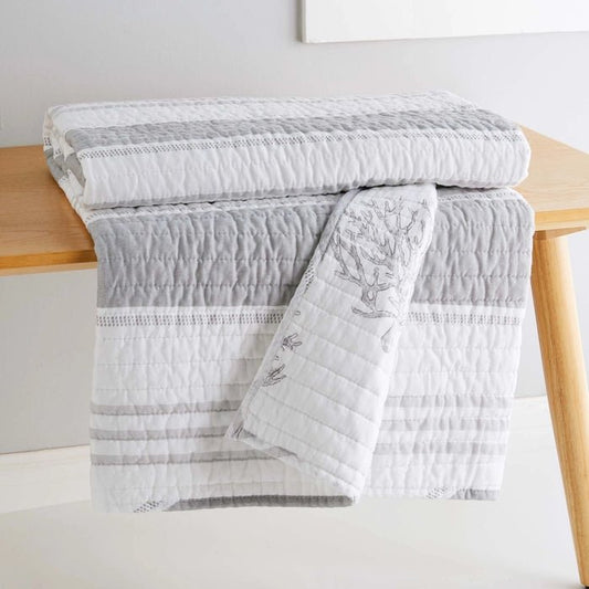 Nantucket Quilted Throw - Coastal Throw Blanket - Quahog Bay Bedding