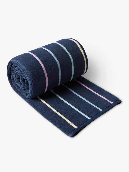 Navy Prism Pinstripe Cabana Beach Towel - Quahog Bay Bedding