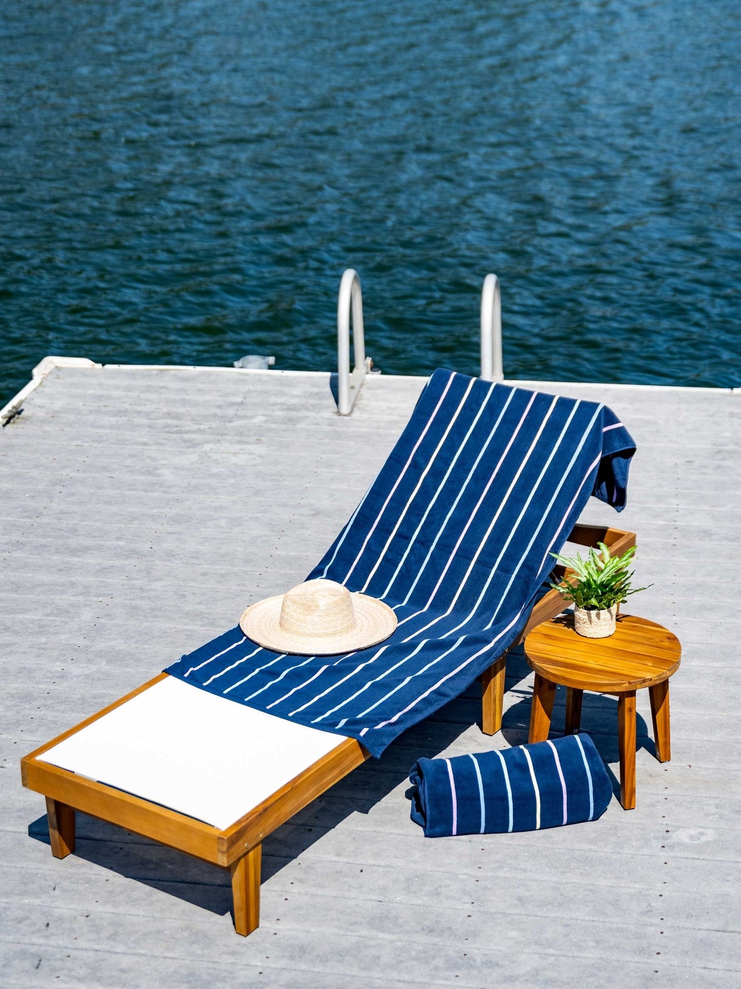 Navy Prism Pinstripe Cabana Beach Towel - Quahog Bay Bedding
