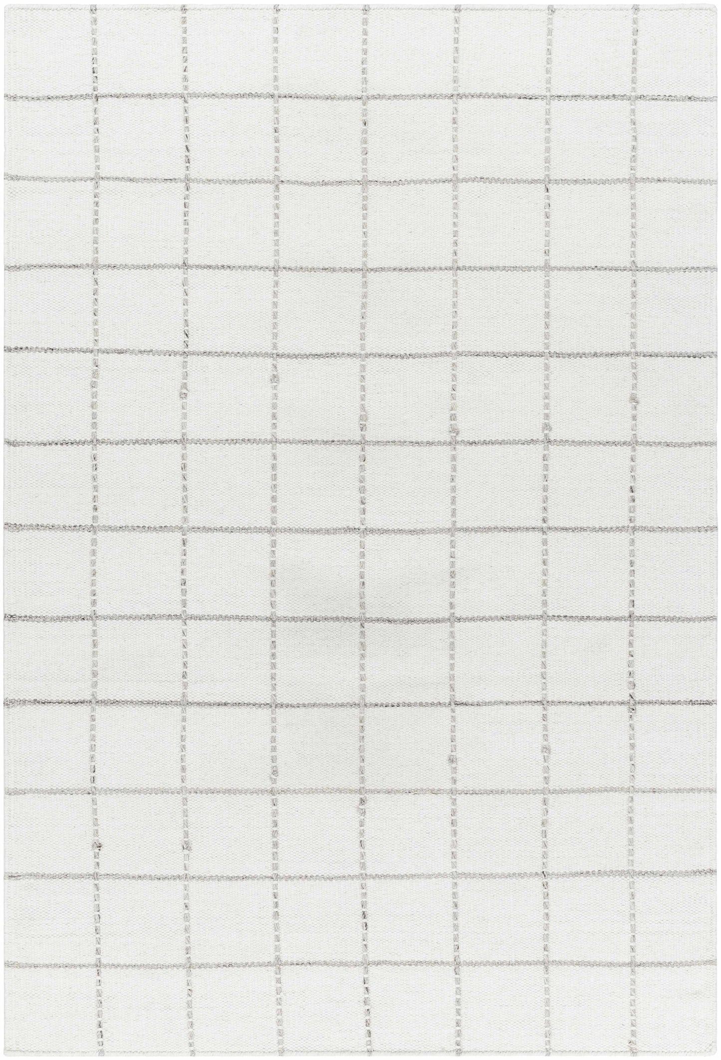 Nissa White Gray Checkered Wool Rug