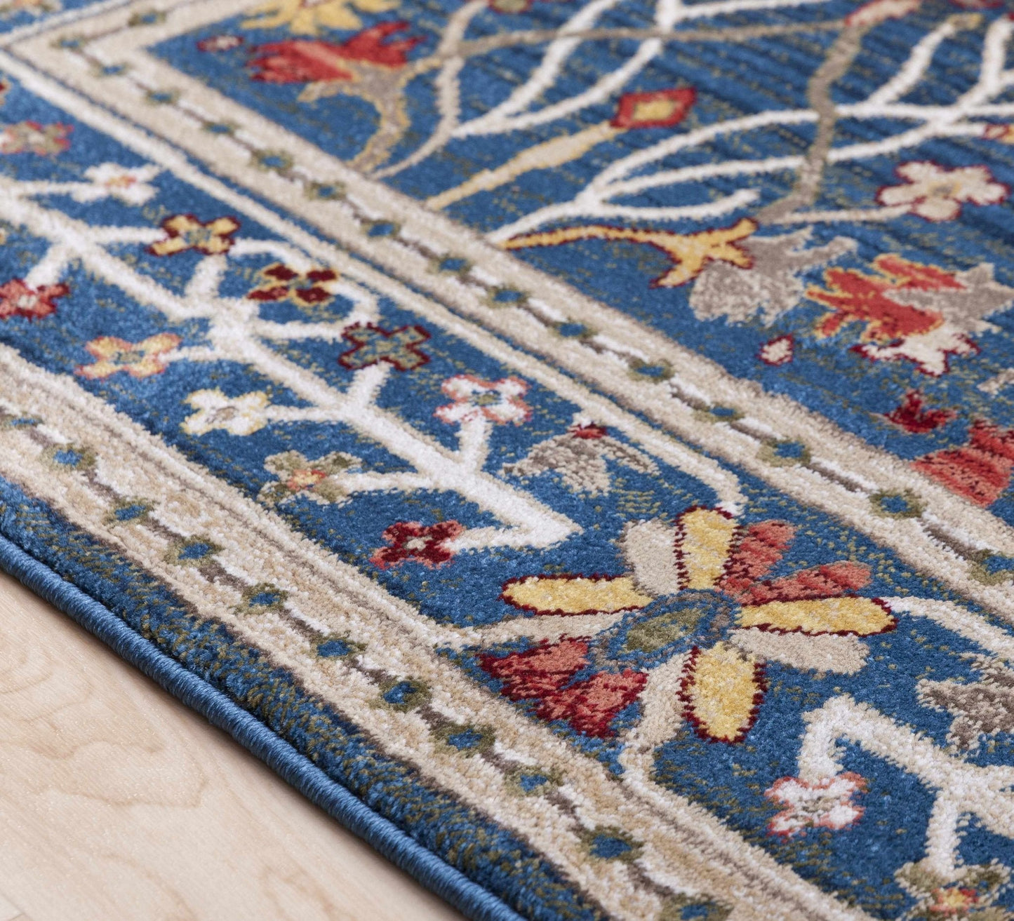 Neola Navy Blue Damask Area Rug - Quahog Bay Bedding