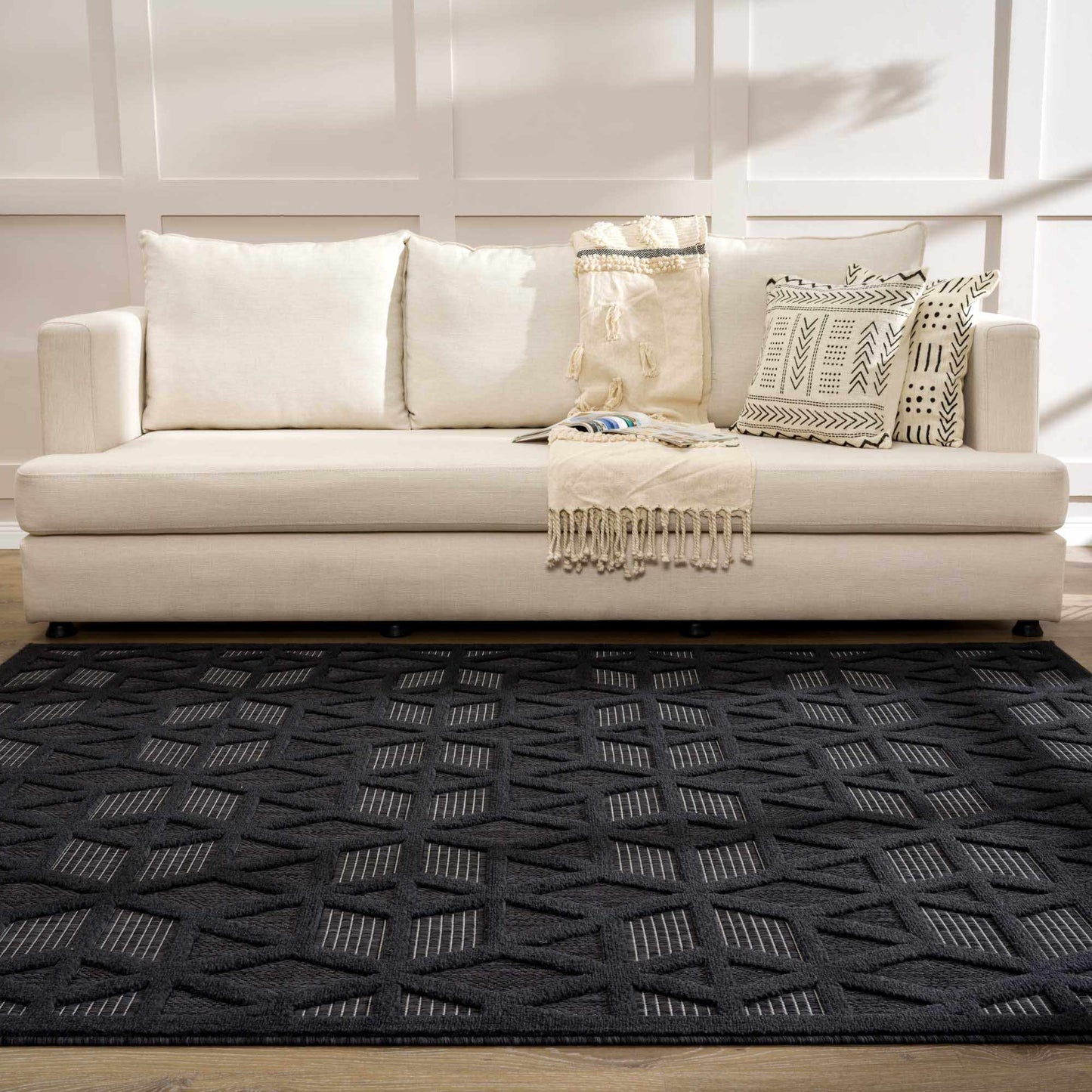 Nuri Black Outdoor Rug - Quahog Bay Bedding