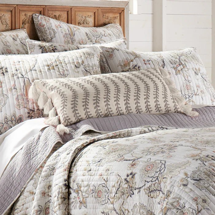 Ophelia Embroidered Tassel Pillow - Floral Accent Pillows - Quahog Bay Bedding