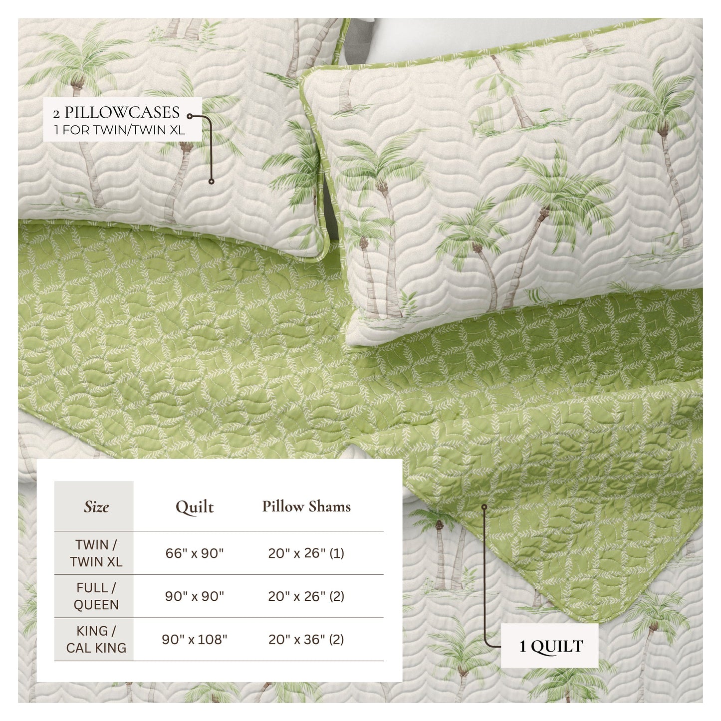 West Palm Trees Coastal Quilt Set - Tropical Coastal Bedding