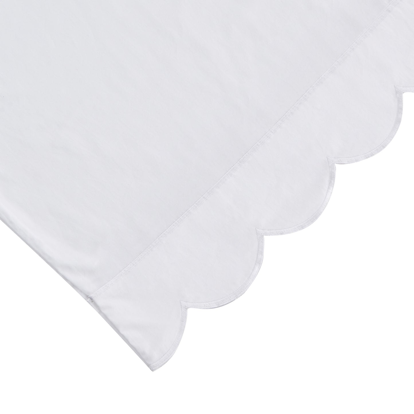 Coastal Scalloped Edge Embroidered 300TC Cotton Percale Sheet Set