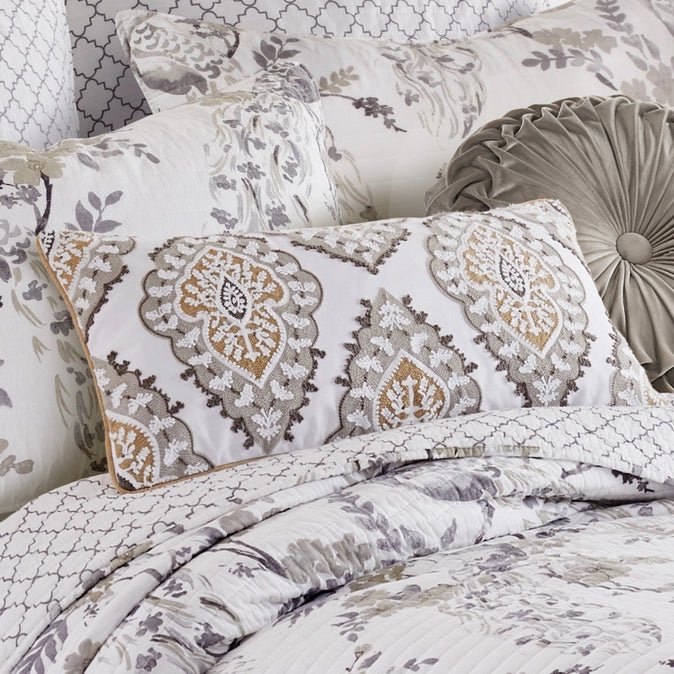 Pisa Embroidered Pillow - Floral Accent Pillows - Quahog Bay Bedding