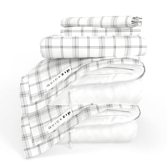 QuickZip Classic Bundle - Base, Zip Sheet and Pillowcases - Twilluxe Flannel - Quahog Bay Bedding