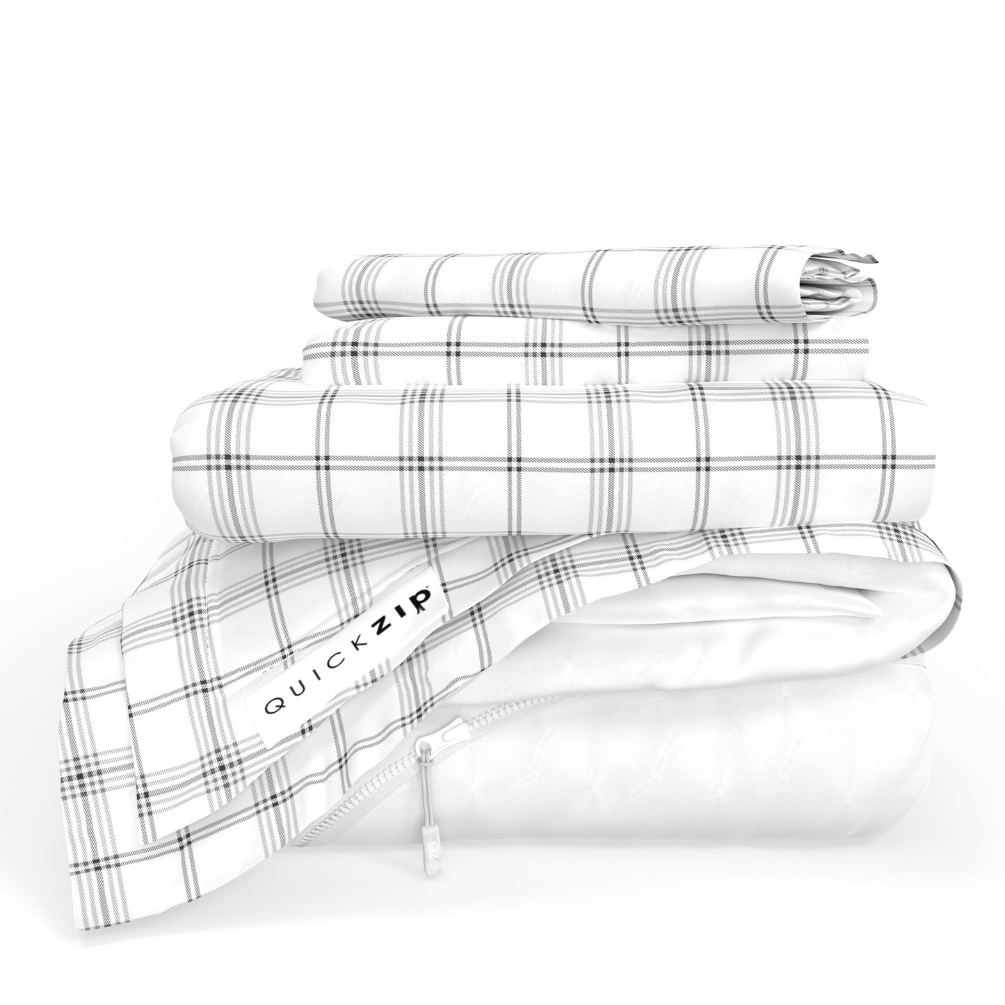 QuickZip Classic Bundle - Base, Zip Sheet and Pillowcases - Twilluxe Flannel - Quahog Bay Bedding