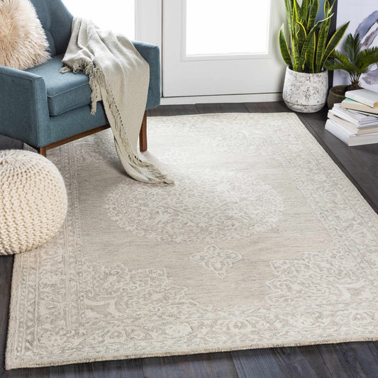 Roessleville Cream Wool Area Rug - Quahog Bay Bedding