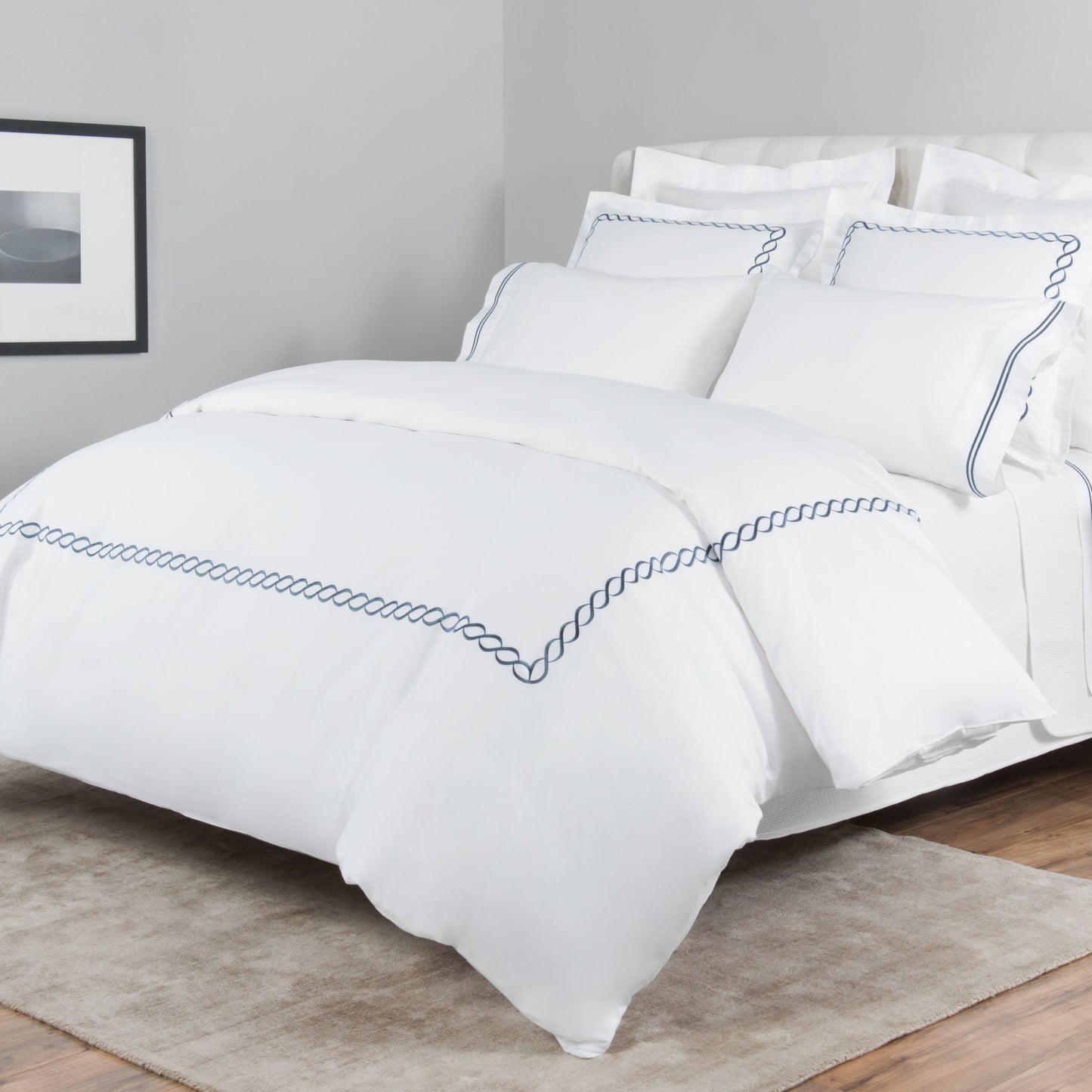 600TC Nautical And Coastal Rope Embroidered Duvet Set