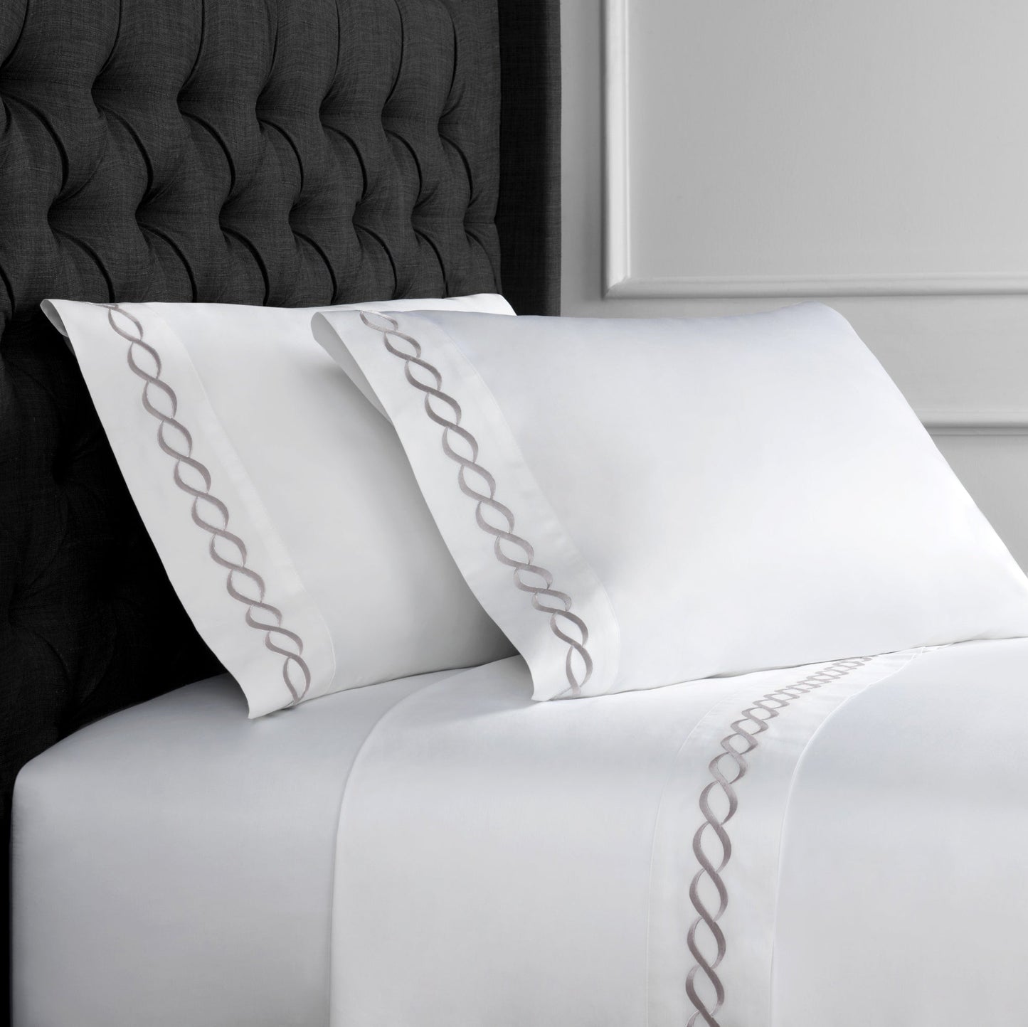 Luxury Coastal And Nautical 600TC 100% Cotton Rope Embroidered Sheet Set