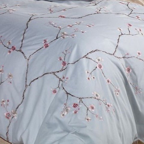 Sakura 100% Cotton Embroidered Duvet Cover Set - Quahog Bay Bedding