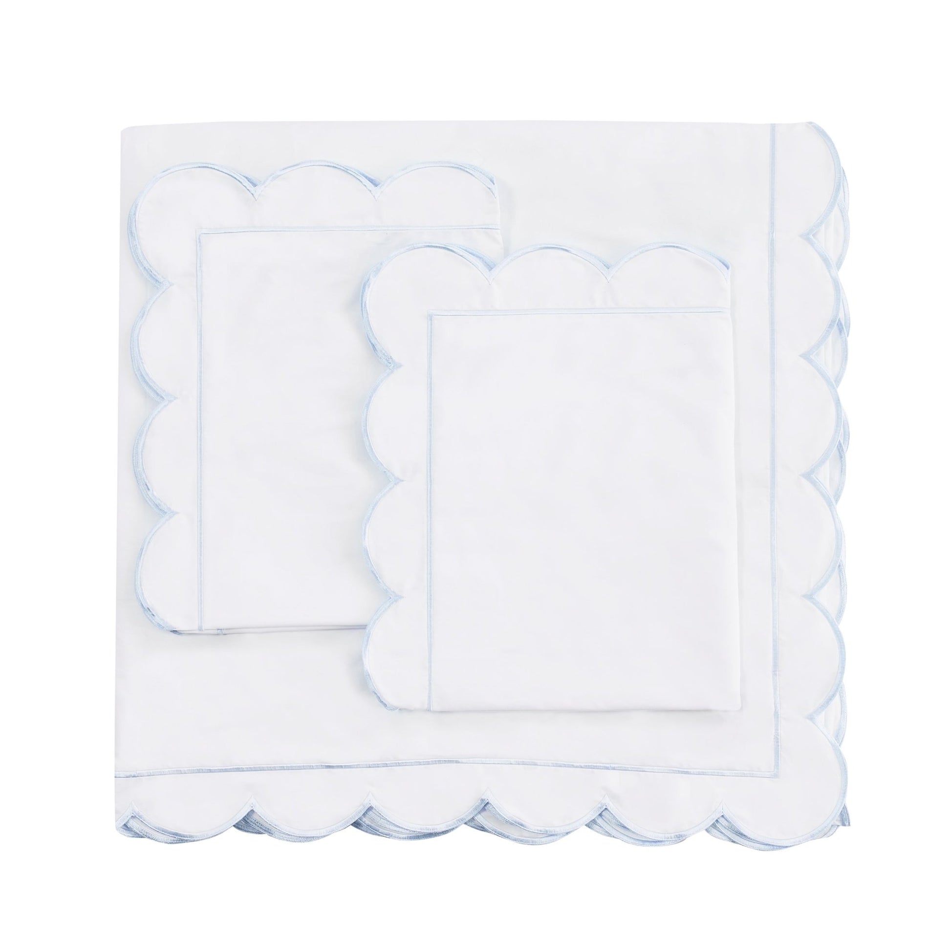 Scallop Frame Embroidered Cotton Percale Duvet Set - Quahog Bay Bedding
