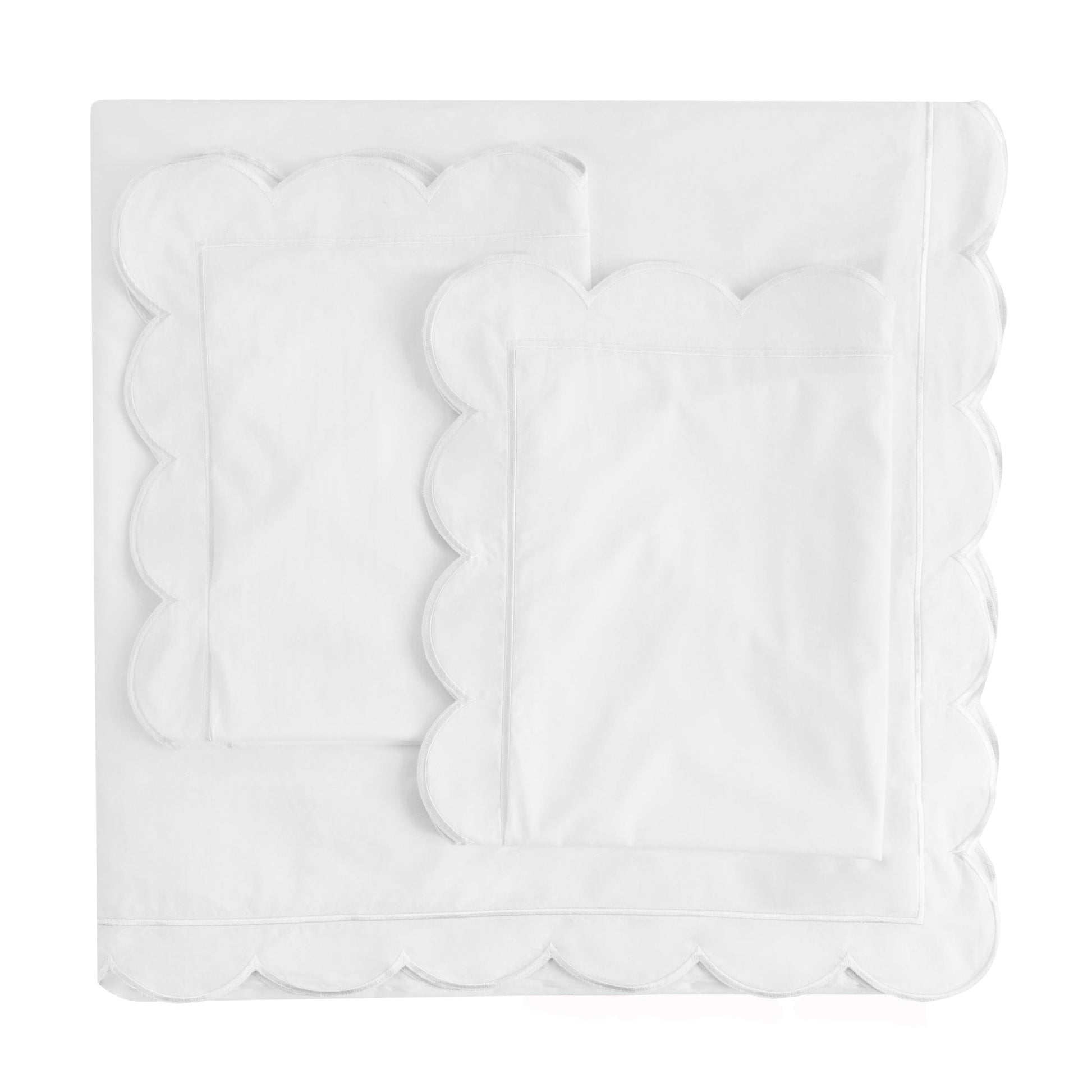 Scallop Frame Embroidered Cotton Percale Duvet Set - Quahog Bay Bedding