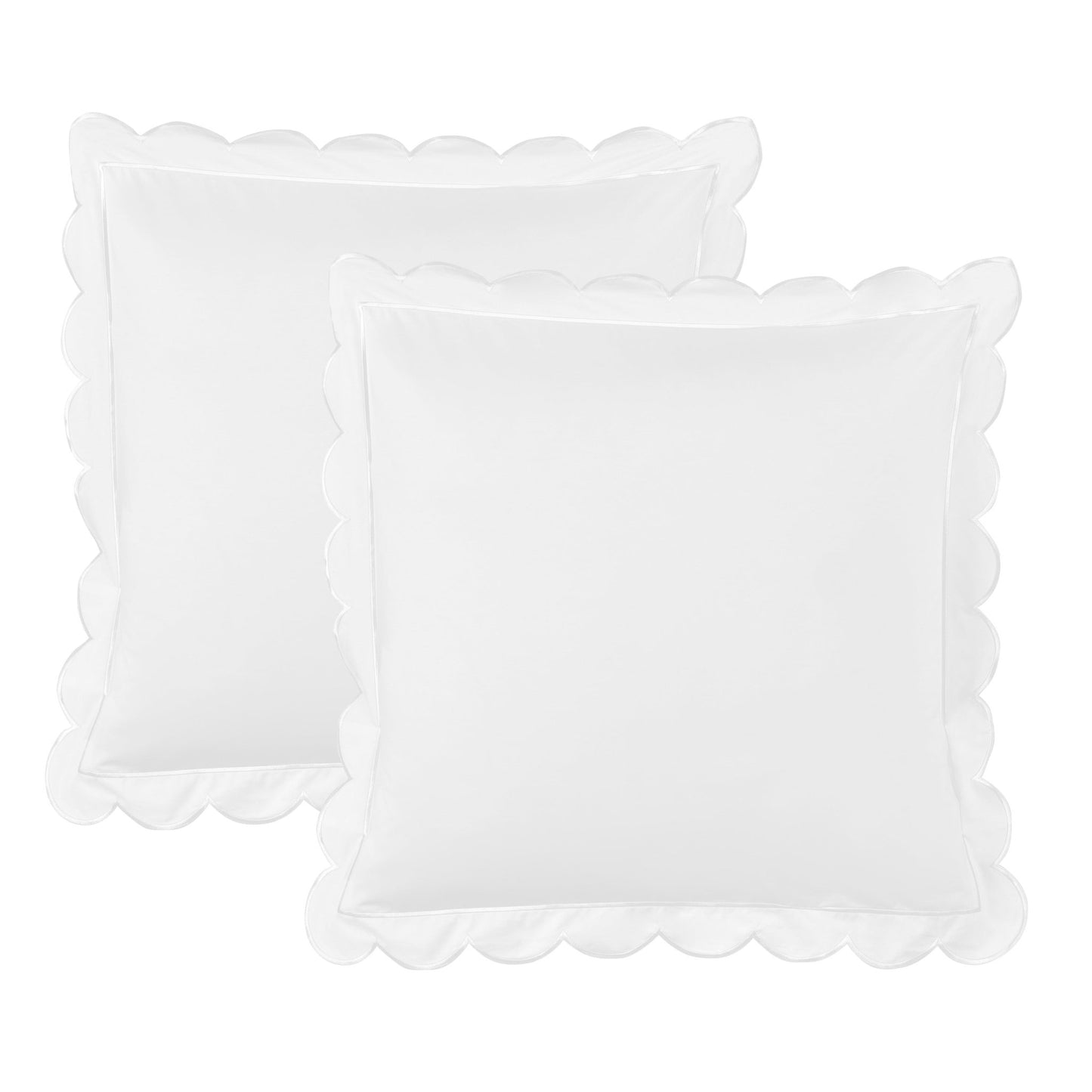 Scallop Frame Embroidered Cotton Percale Euro Sham Pair - Quahog Bay Bedding