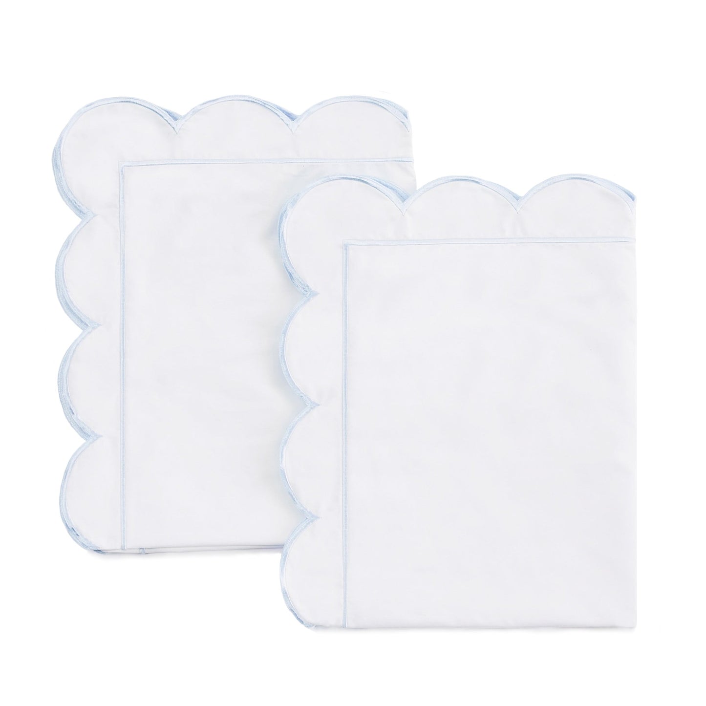 Scallop Frame Embroidered Cotton Percale Euro Sham Pair - Quahog Bay Bedding