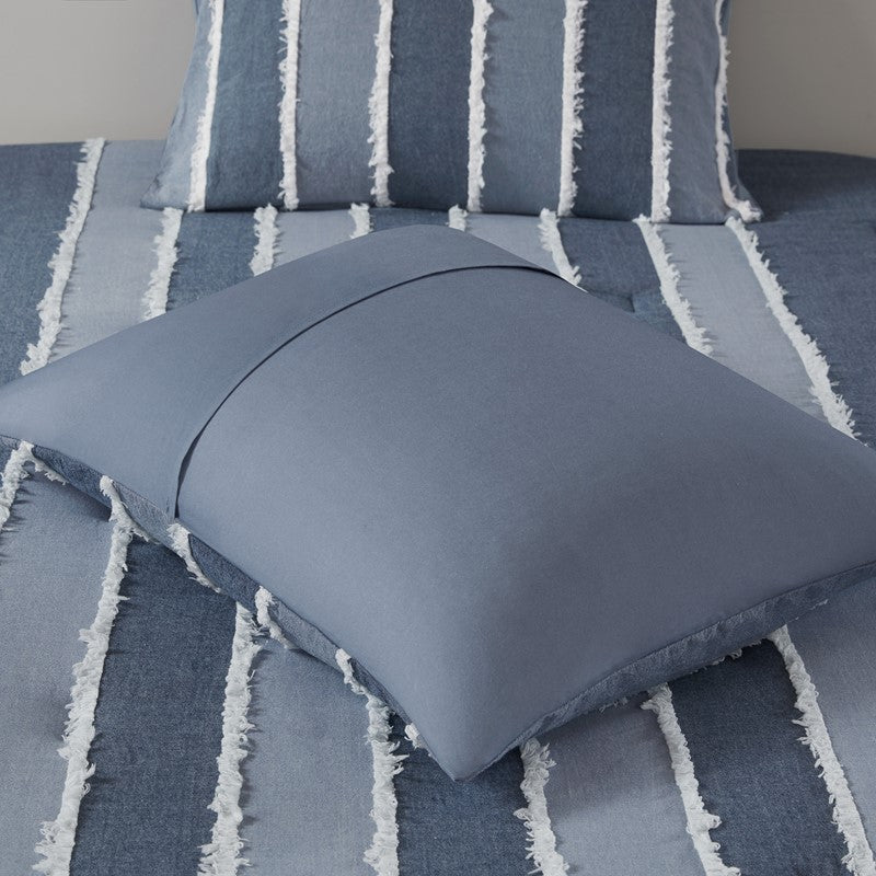 Shay 3 Piece Striped Cotton Comforter Set | Nautical Bedding Set | Blue - Quahog Bay Bedding