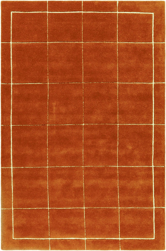 Siarl Burnt Orange Checkered Area Rug - Quahog Bay Bedding