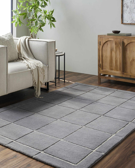 Siarl Dark Gray Checkered Area Rug - Quahog Bay Bedding