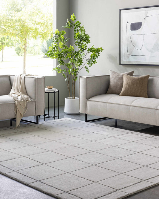 Siarl Gray Checkered Area Rug - Quahog Bay Bedding