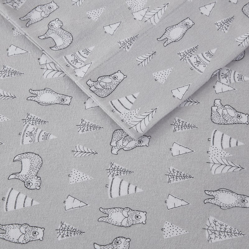 Sleep Philosophy Flannel 100% Cotton Flannel Sheet Set - Bear - Quahog Bay Bedding